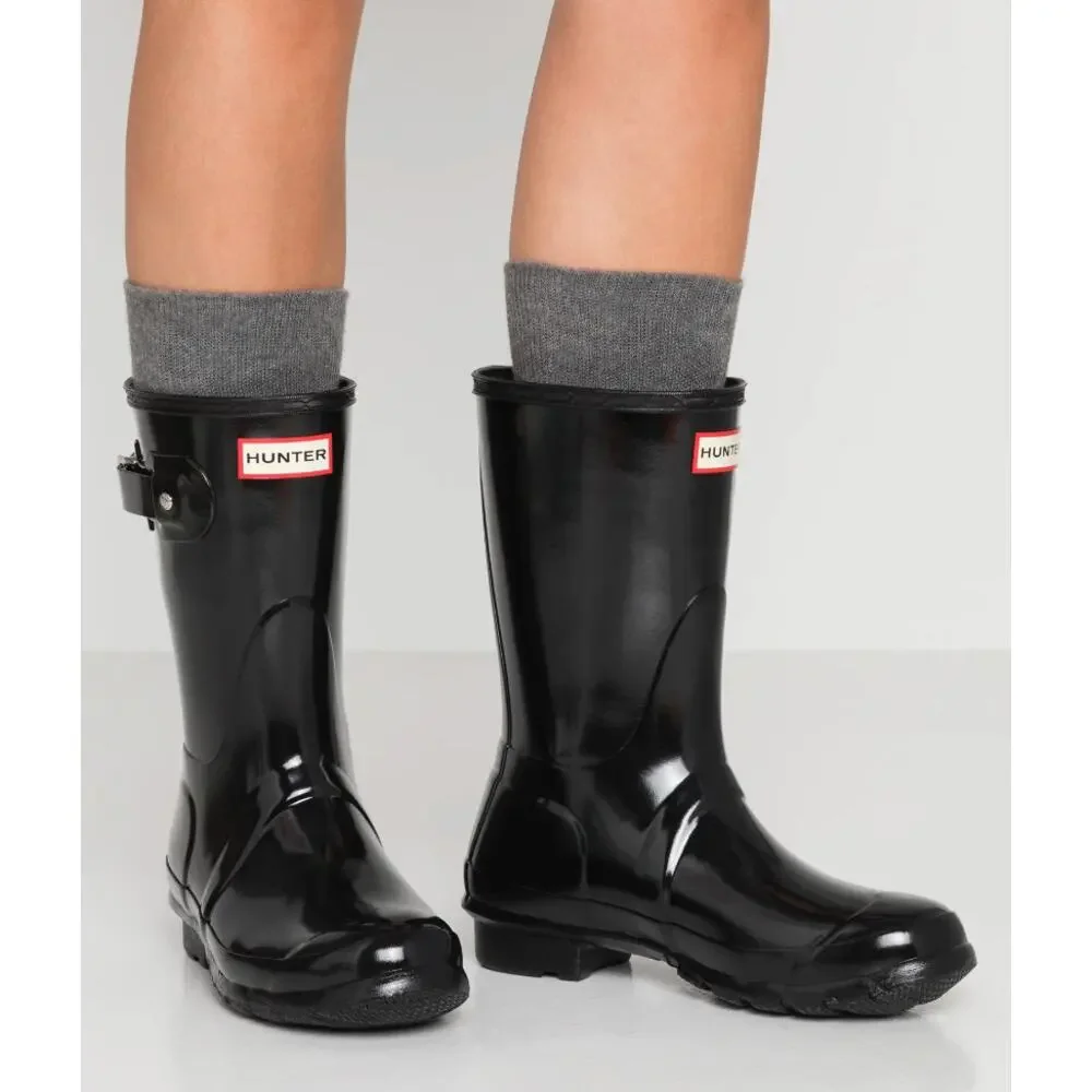 Hunter black gloss short rain‎ boots